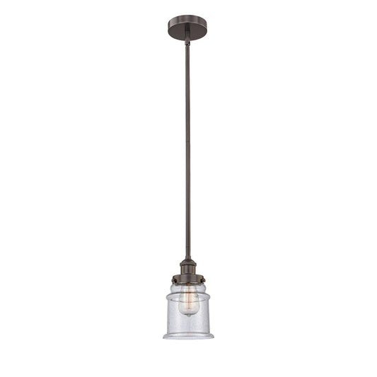 Innovations Canton 6in 1-Light Mini Pendant | Industrial Oil Rubbed Bronze Steel and Seedy Glass | Kitchen Island & Dining | Model 616-1SH-OB-G184-LED