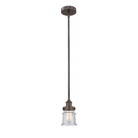 Innovations Canton 5.25in 1-Light Mini Pendant | Industrial Oil Rubbed Bronze Steel and Seedy Glass | Kitchen Island Accent | Model 616-1SH-OB-G184S-LED