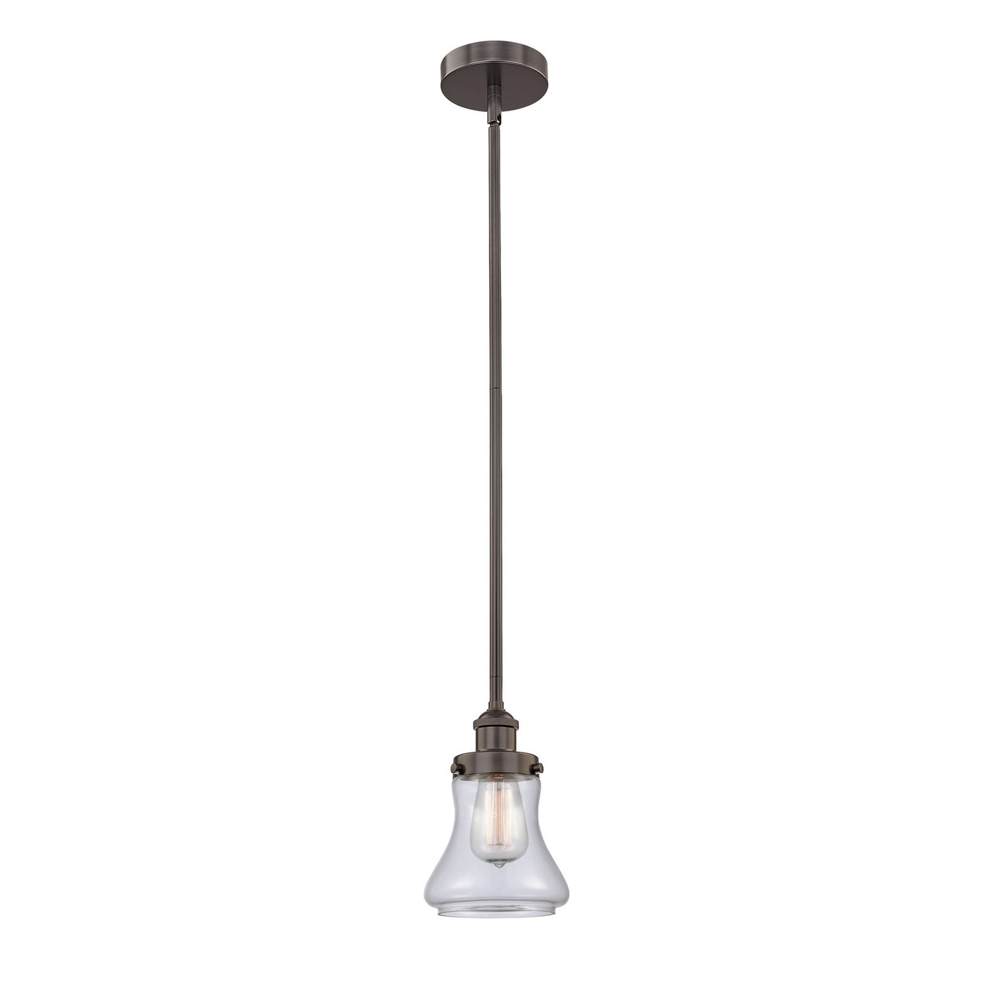 Innovations Bellmont 6in 1-Light Mini Pendant | Industrial Oil Rubbed Bronze Steel and Clear Glass | Kitchen Island & Dining Room | Model 616-1SH-OB-G192