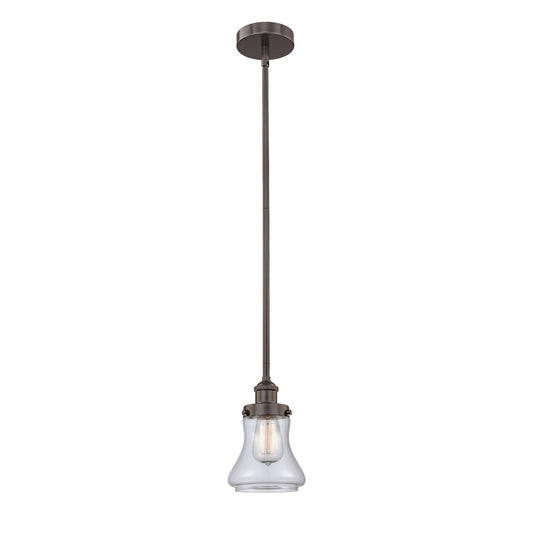 Innovations Bellmont 6in 1-Light Mini Pendant | Industrial Oil Rubbed Bronze Steel and Clear Glass | Kitchen Island & Dining Room | Model 616-1SH-OB-G192
