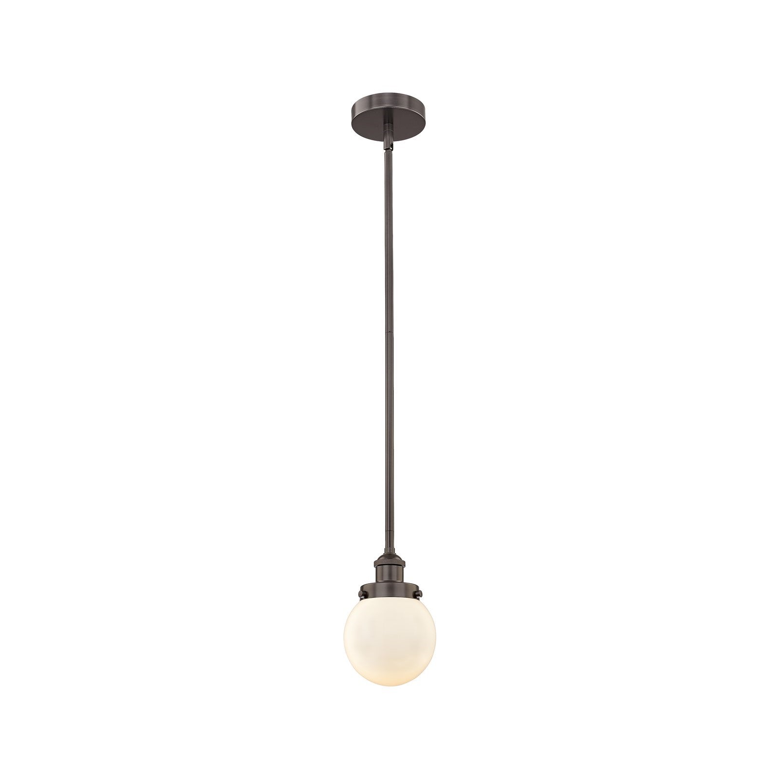 Innovations Beacon 6in 1-Light Mini Pendant | Industrial Oil Rubbed Bronze Steel and Matte White Frosted Glass | Kitchen Island | Model 616-1SH-OB-G201-6