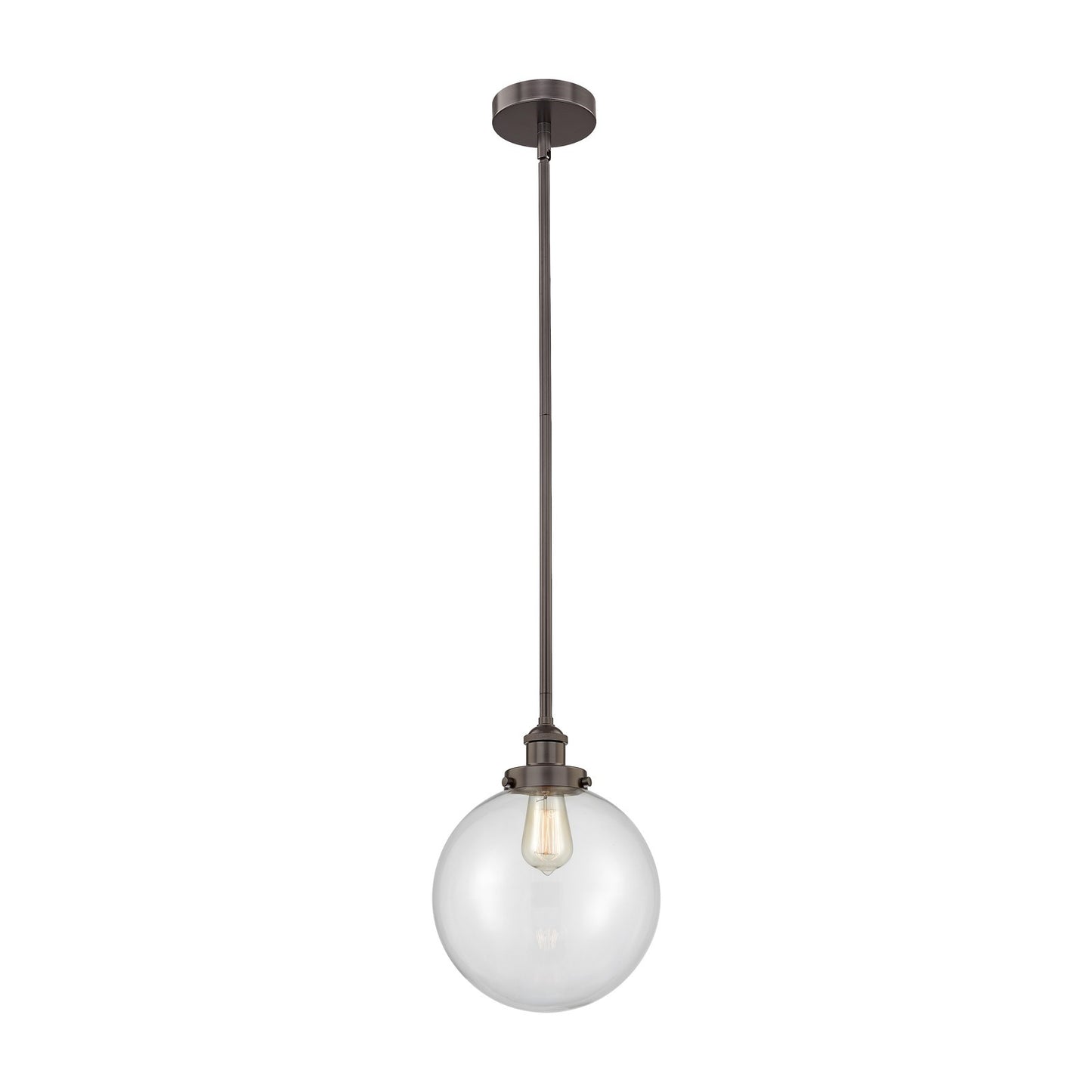 Innovations Beacon 10in 1-Light Mini Pendant | Industrial Oil Rubbed Bronze Steel and Clear Glass | Kitchen Island & Dining | Model 616-1SH-OB-G202-10