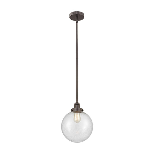Innovations Beacon 10in 1-Light Mini Pendant | Industrial Oil Rubbed Bronze Steel and Seedy Glass | Kitchen Island & Dining | Model 616-1SH-OB-G204-10-LED