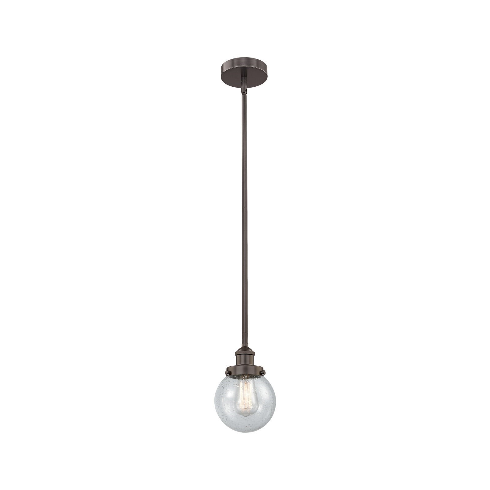 Innovations Beacon 6in 1-Light Mini Pendant | Industrial Oil Rubbed Bronze Steel and Seedy Glass | Kitchen Island & Dining Room | Model 616-1SH-OB-G204-6