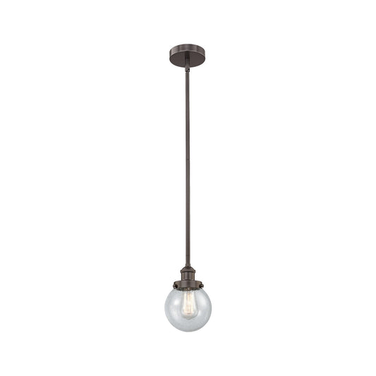 Innovations Beacon 6in 1-Light Mini Pendant | Industrial Oil Rubbed Bronze Steel and Seedy Glass | Kitchen Island & Dining Room | Model 616-1SH-OB-G204-6