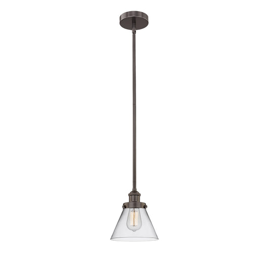 Innovations Cone 1-Light Mini Pendant | Industrial Oil Rubbed Bronze Steel and Clear Glass | Kitchen Island & Dining Nook | 600 | Model 616-1SH-OB-G42-LED