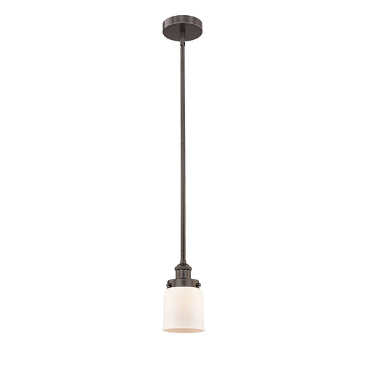 Innovations Bell 5in 1-Light Mini Pendant | Industrial Oil Rubbed Bronze Steel and Matte White Frosted Glass | Kitchen Island & | Model 616-1SH-OB-G51-LED
