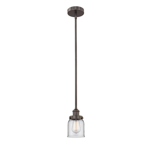 Innovations Bell 5in 1-Light Mini Pendant | Industrial Oil Rubbed Bronze Steel and Clear Glass | Kitchen Island & Dining Room | Model 616-1SH-OB-G52-LED