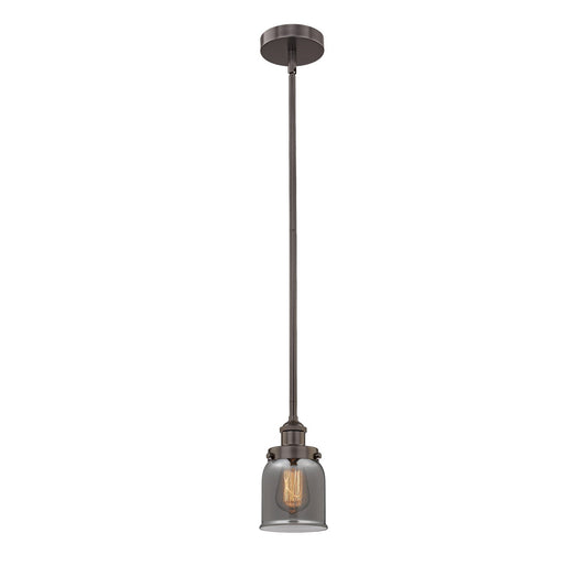 Innovations Bell 5in 1-Light Mini Pendant | Industrial Oil Rubbed Bronze Steel and Light Smoke Glass | Kitchen Island & Dining Room | Model 616-1SH-OB-G53