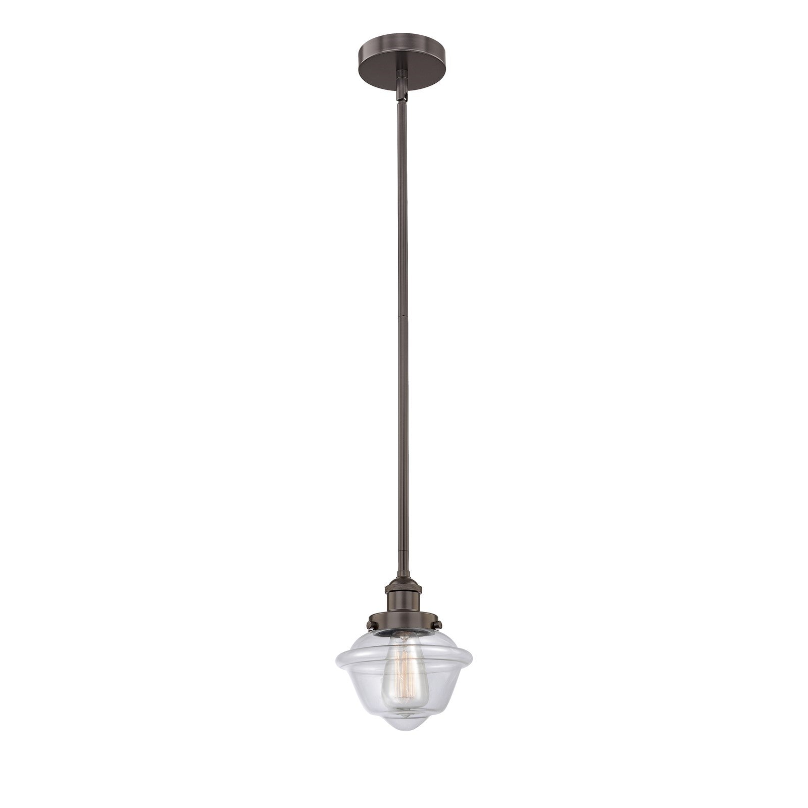 Innovations Oxford 1-Light 7.25in Mini Pendant | Traditional Oil Rubbed Bronze Steel and Clear Glass | Kitchen Island & Breakfast | Model 616-1SH-OB-G532