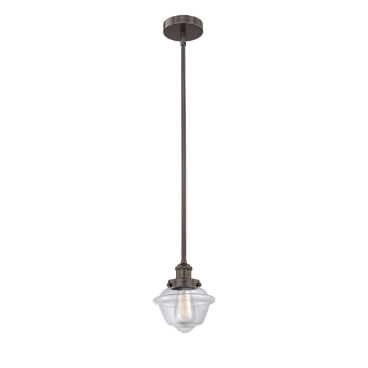 Innovations Oxford 7.25in 1-Light Mini Pendant | Traditional Oil Rubbed Bronze Steel and Clear Glass | Kitchen Island & Dining | Model 616-1SH-OB-G532-LED