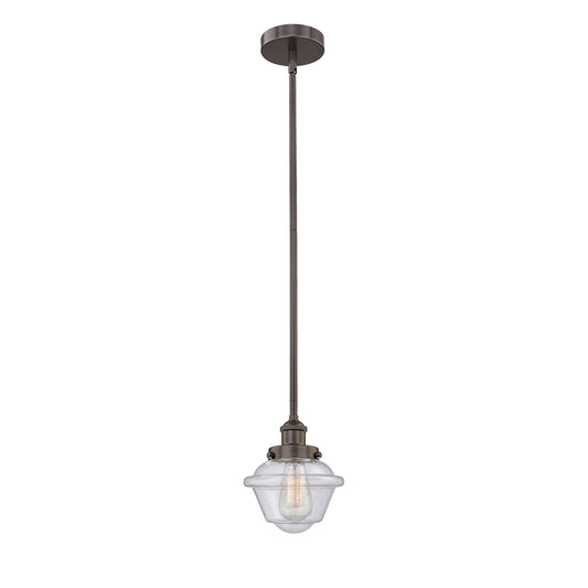 Innovations Oxford 1-Light 7.25in Mini Pendant | Traditional Oil Rubbed Bronze Steel and Seedy Glass | Kitchen Island & Dining | Model 616-1SH-OB-G534-LED
