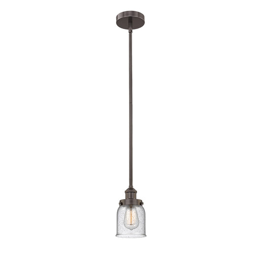 Innovations Bell 5in 1-Light Mini Pendant | Industrial Oil Rubbed Bronze Steel and Seedy Glass | Kitchen Island & Dining Room | 5 x | Model 616-1SH-OB-G54