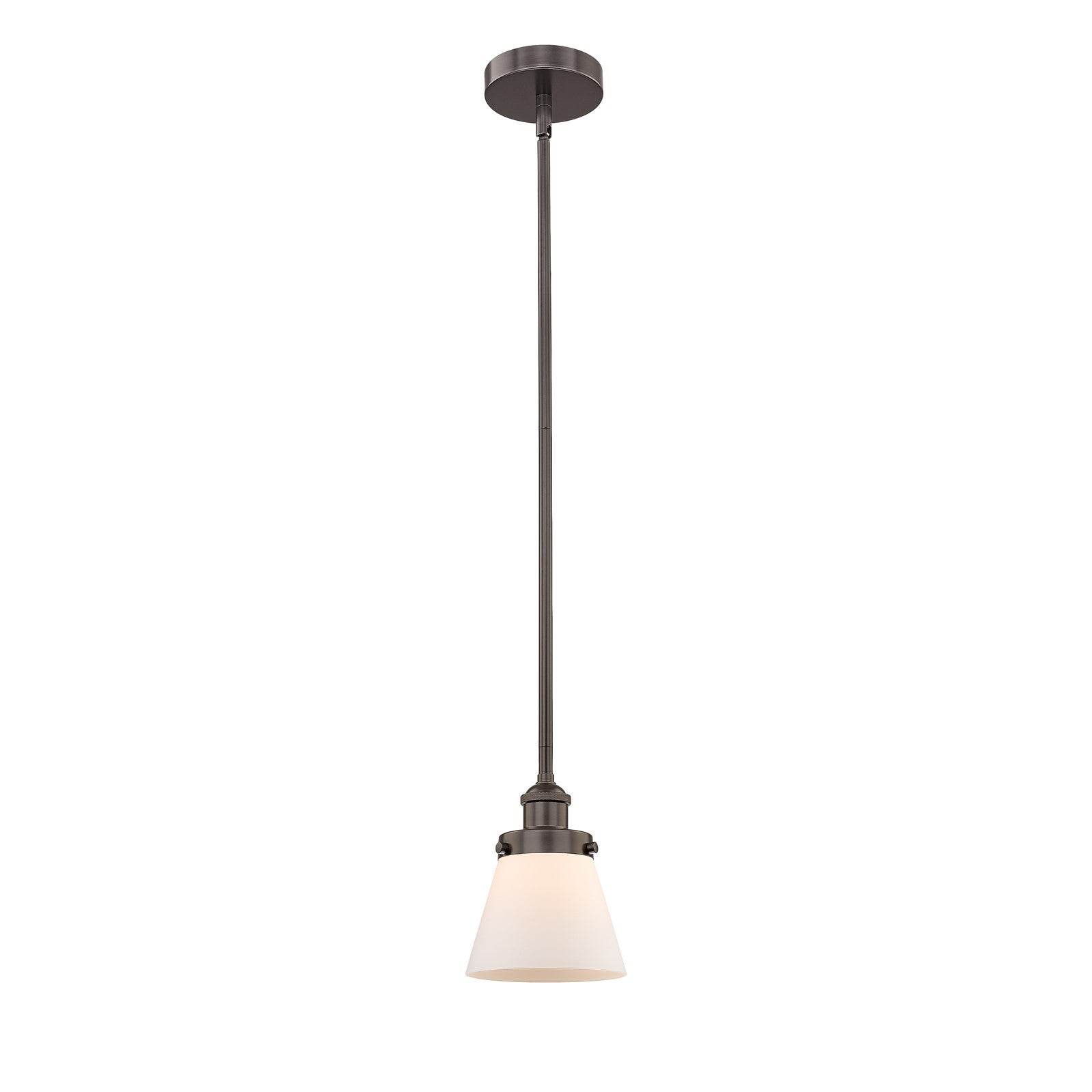 Innovations Cone 6.25in 1-Light Mini Pendant | Industrial Oil Rubbed Bronze and Matte White Frosted Glass | Kitchen Island & Dining | Model 616-1SH-OB-G61