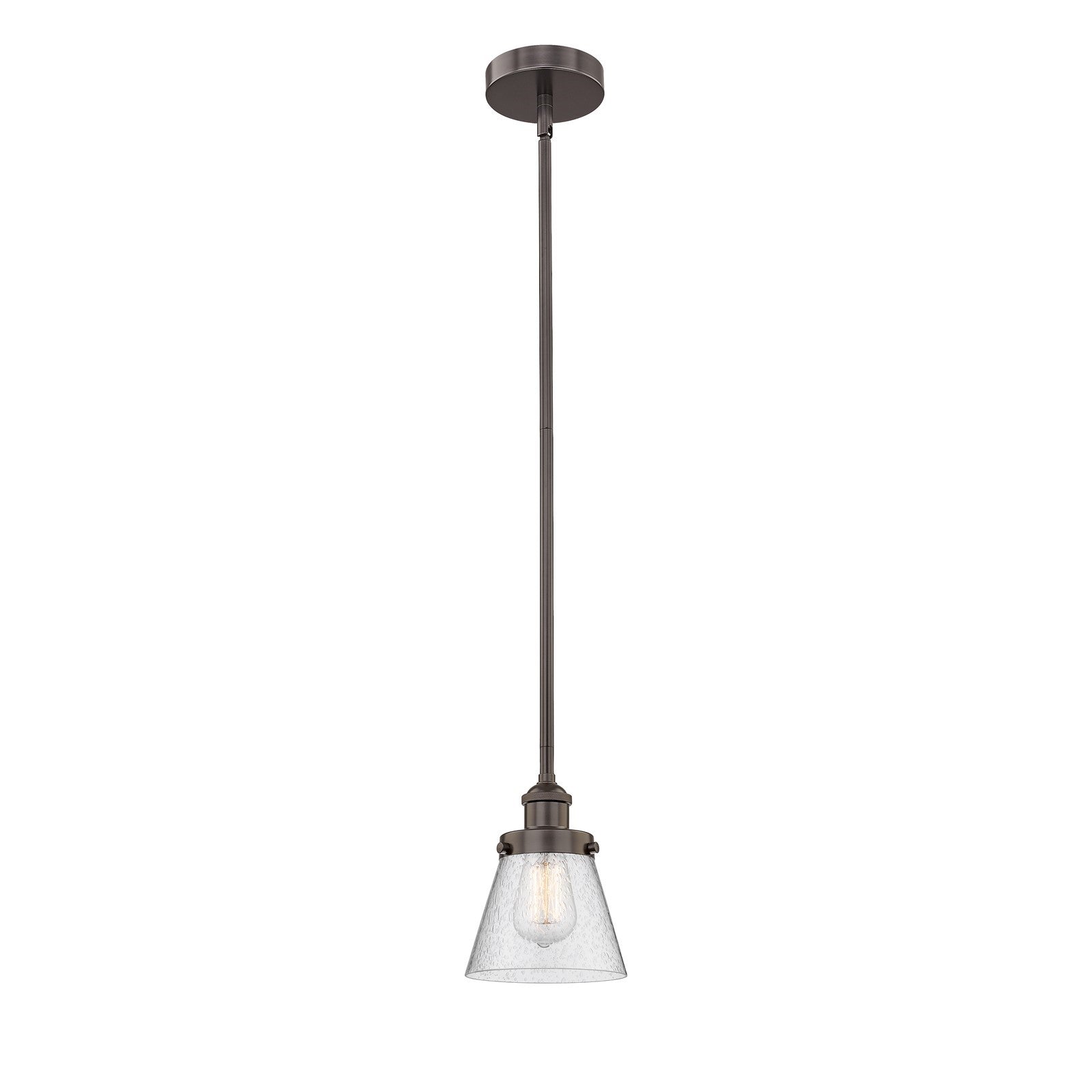 Innovations Cone 6.25in 1-Light Mini Pendant | Industrial Oil Rubbed Bronze Steel and Seedy Glass | Kitchen Island & Dining Room | Model 616-1SH-OB-G64