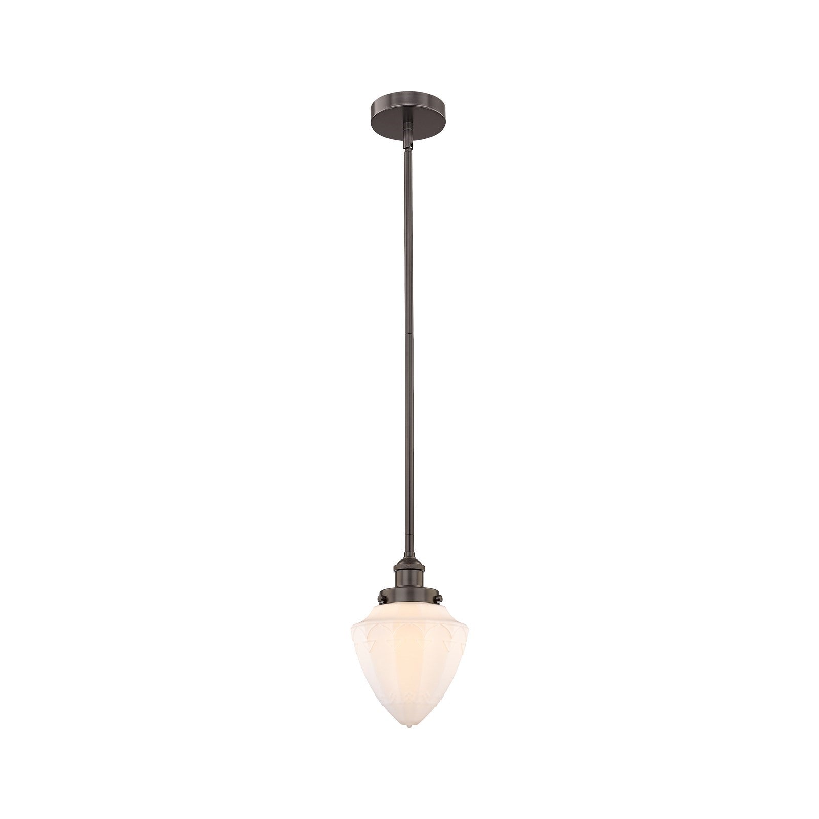 Innovations Bullet 7in 1-Light Mini Pendant | Traditional Art Deco Oil Rubbed Bronze Steel and Matte White Frosted Glass | Model 616-1SH-OB-G661-7