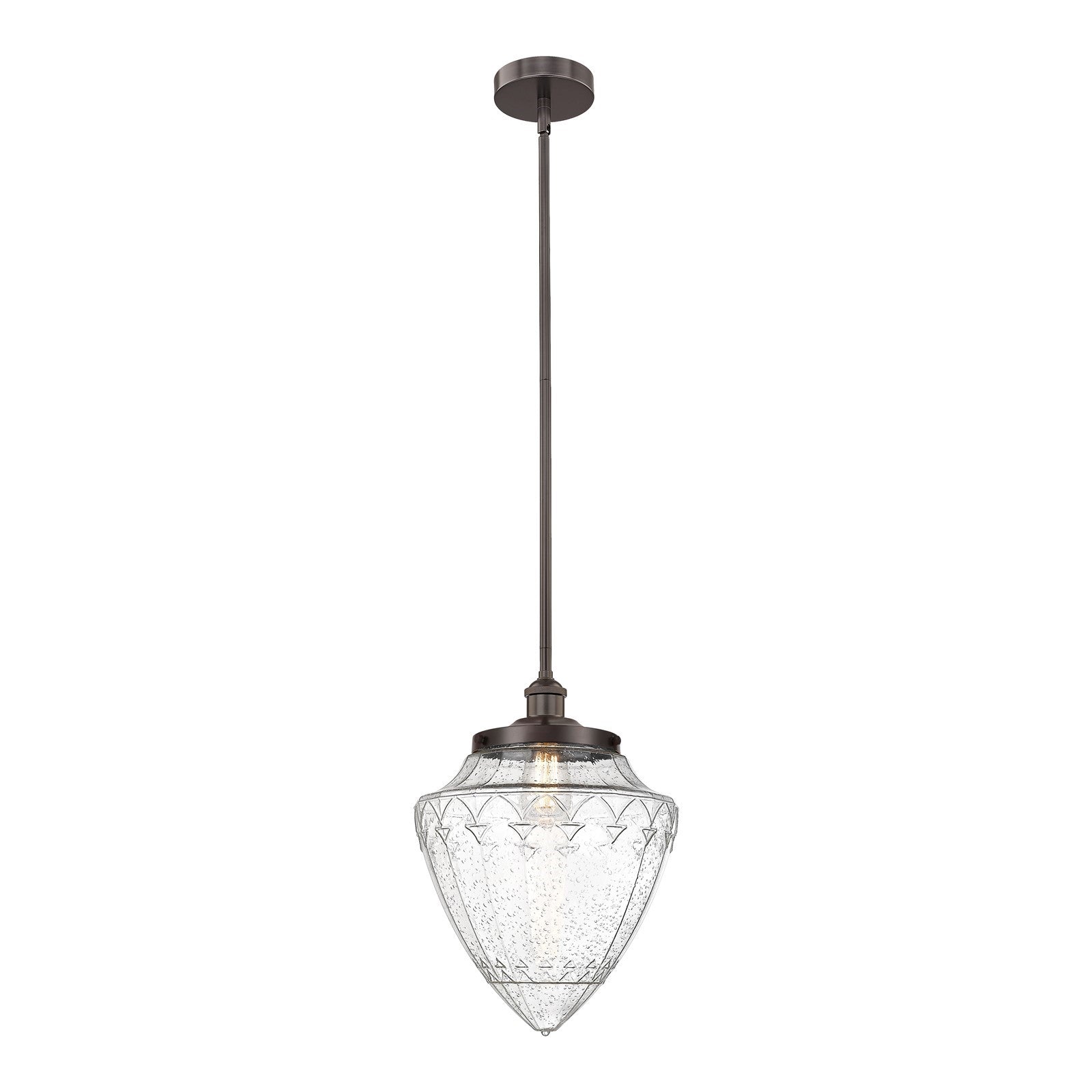 Innovations Bullet 12in 1-Light Mini Pendant | Traditional Art Deco Oil Rubbed Bronze Steel and Seedy Glass | Kitchen | Model 616-1SH-OB-G664-12-LED