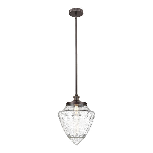 Innovations Bullet 12in 1-Light Mini Pendant | Traditional Art Deco Oil Rubbed Bronze Steel and Seedy Glass | Kitchen | Model 616-1SH-OB-G664-12-LED