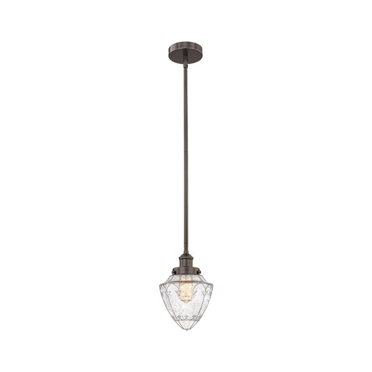 Innovations Bullet 7in 1-Light Mini Pendant | Traditional Art Deco Oil Rubbed Bronze Steel and Seedy Glass | Kitchen Island & | Model 616-1SH-OB-G664-7