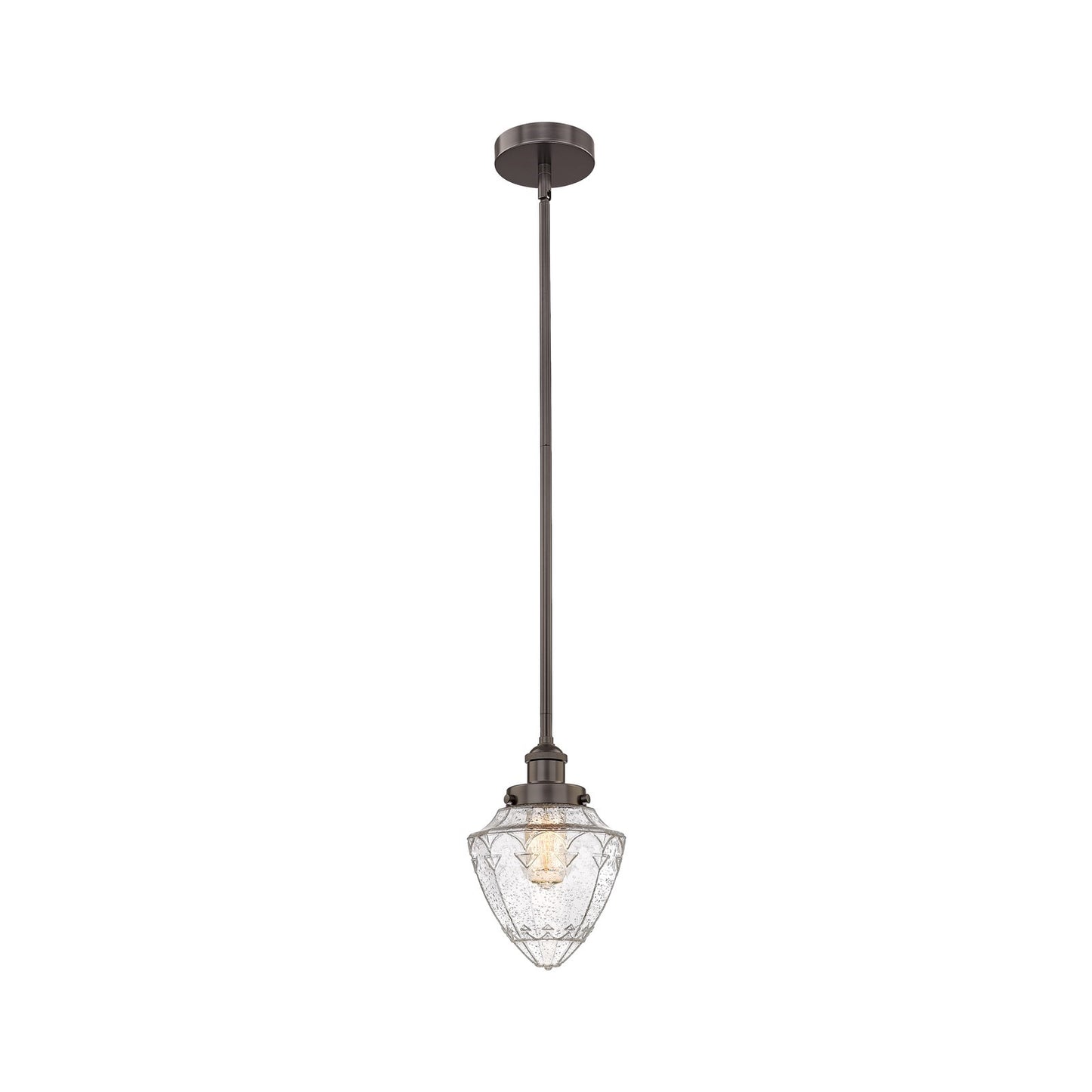 Innovations Bullet 7in 1-Light Mini Pendant | Industrial Oil Rubbed Bronze Steel and Seedy Glass | Kitchen Island & Dining | Model 616-1SH-OB-G664-7-LED