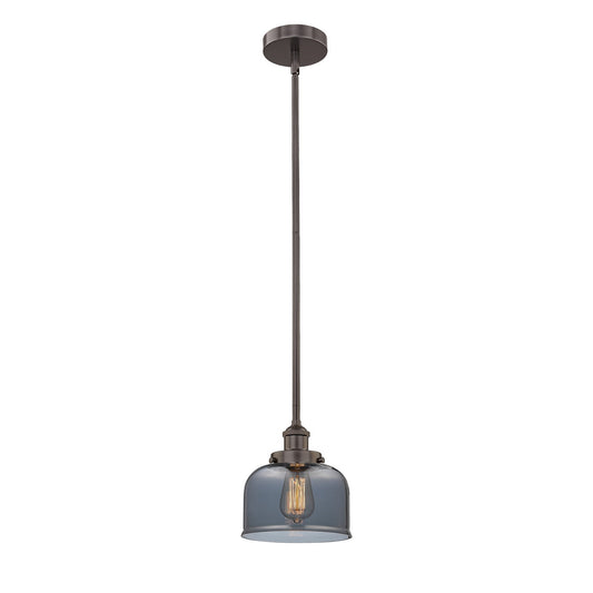 Innovations Bell 8in 1-Light Mini Pendant | Industrial Oil Rubbed Bronze Steel and Light Smoke Glass | Kitchen Island & Dining Room | Model 616-1SH-OB-G73
