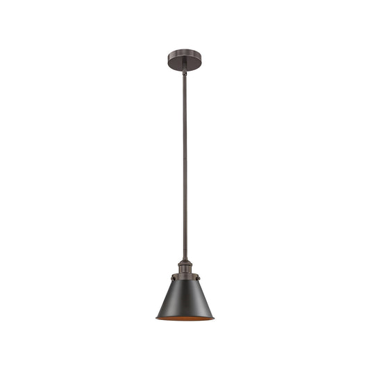 Innovations Appalachian 8in 1-Light Mini Pendant | Traditional Industrial Oil Rubbed Bronze Steel and Metal Shade | Kitchen | Model 616-1SH-OB-M13-OB
