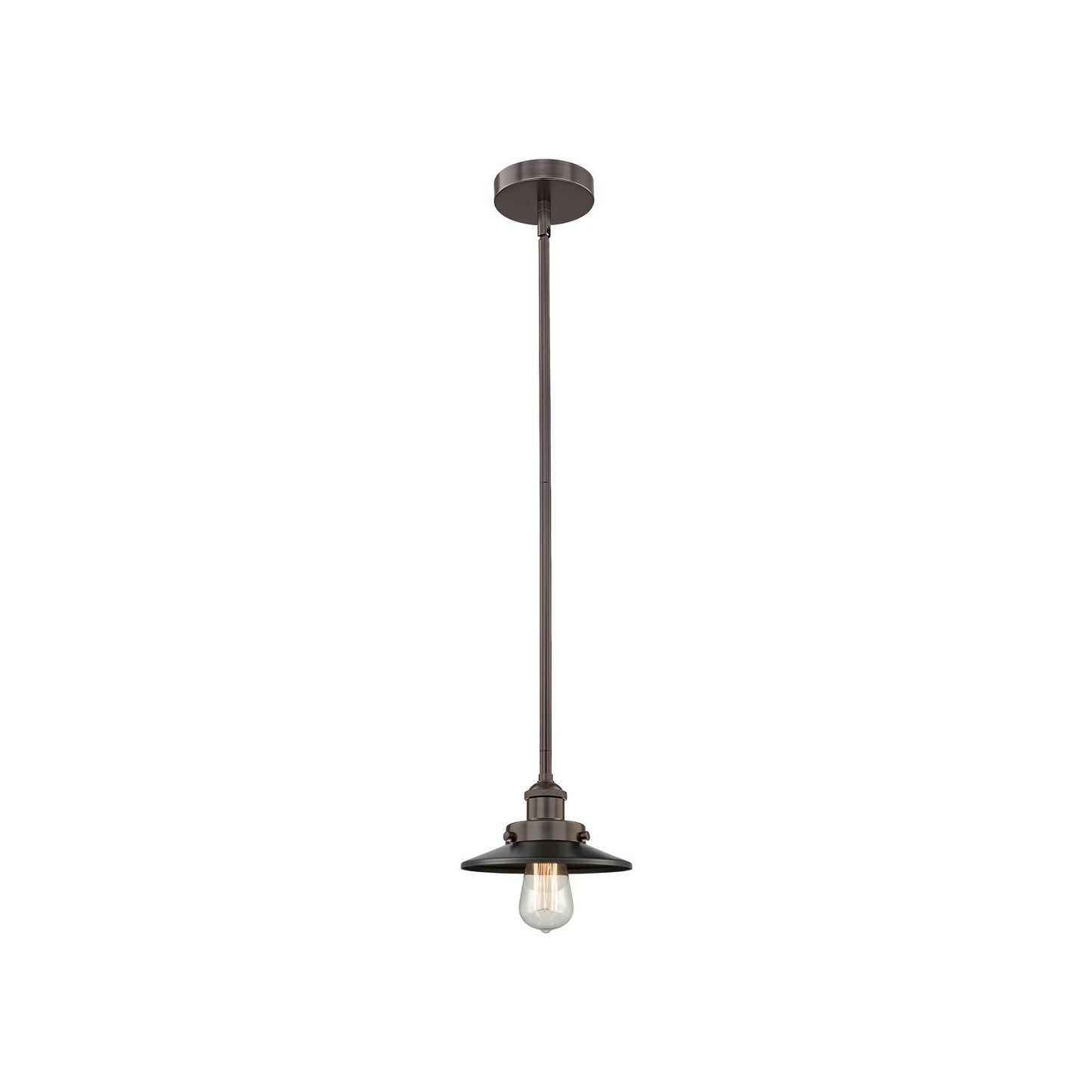 Innovations Edison 8in 1-Light Mini Pendant | Industrial Oil Rubbed Bronze Steel and Cast Brass with Oil Rubbed Bronze Metal | Model 616-1SH-OB-M5-LED