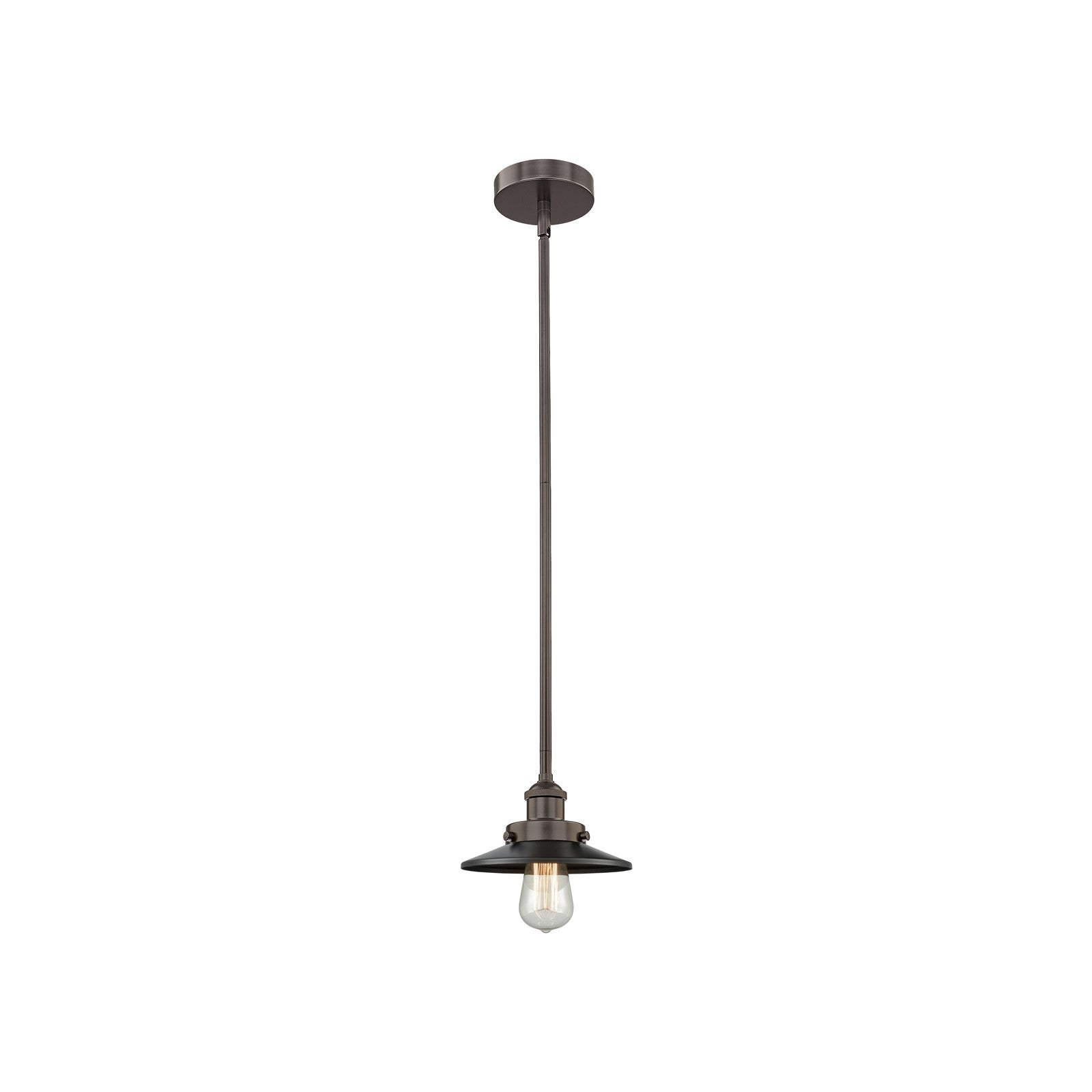 Innovations Edison 8in 1-Light Mini Pendant | Industrial Oil Rubbed Bronze Steel and Cast Brass with Oil Rubbed Bronze Metal | Model 616-1SH-OB-M5-LED