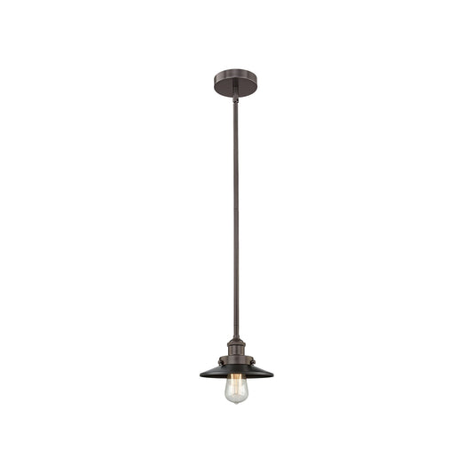Innovations Edison 8in 1-Light Mini Pendant | Industrial Oil Rubbed Bronze Steel and Cast Brass with Oil Rubbed Bronze Metal | Model 616-1SH-OB-M5-LED