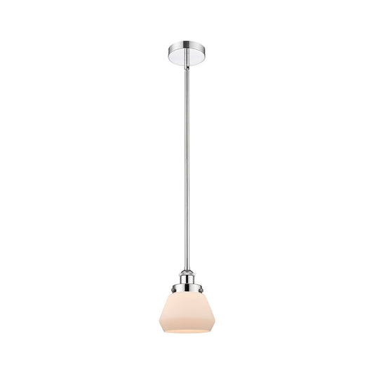 Innovations Fulton 7in 1-Light Mini Pendant | Industrial Farmhouse Polished Chrome and Matte White Frosted Glass | Kitchen | Model 616-1SH-PC-G171-LED