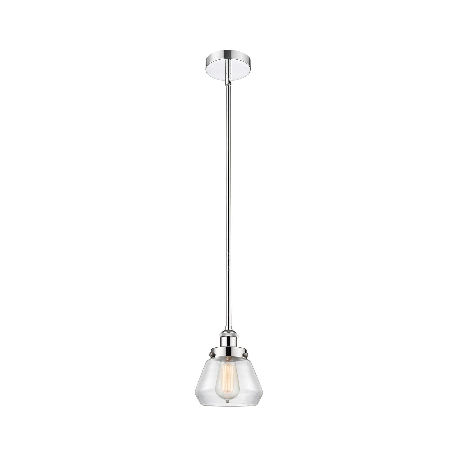 Innovations Fulton 7in 1-Light Mini Pendant | Industrial Polished Chrome Steel and Clear Glass | Kitchen Island & Dining Room | Model 616-1SH-PC-G172-LED