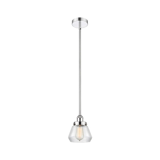 Innovations Fulton 7in 1-Light Mini Pendant | Industrial Polished Chrome Steel and Clear Glass | Kitchen Island & Dining Room | Model 616-1SH-PC-G172-LED