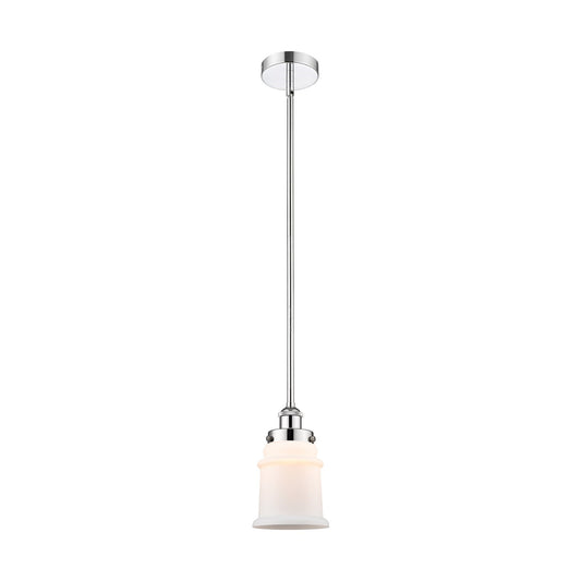 Innovations Canton 6in 1-Light Mini Pendant | Industrial Polished Chrome and Matte White Frosted Glass | Kitchen Island & | Model 616-1SH-PC-G181-LED