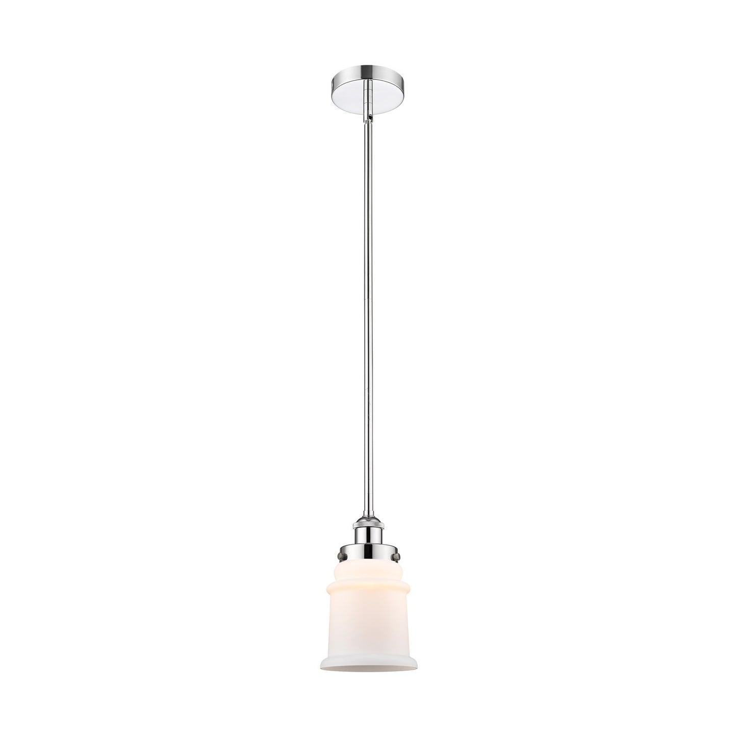 Innovations Canton 6in 1-Light Mini Pendant | Industrial Polished Chrome and Matte White Frosted Glass | Kitchen Island & | Model 616-1SH-PC-G181-LED