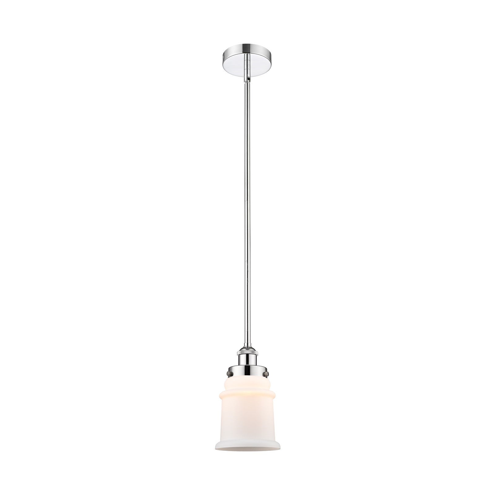 Innovations Canton 6in 1-Light Mini Pendant | Industrial Polished Chrome and Matte White Frosted Glass | Kitchen Island & | Model 616-1SH-PC-G181-LED
