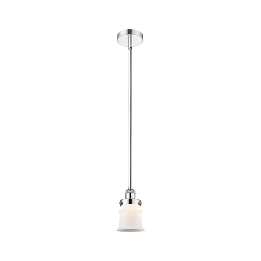 Innovations Canton 5.25in 1-Light Mini Pendant | Industrial Polished Chrome and Matte White Frosted Glass | Kitchen Island & | Model 616-1SH-PC-G181S-LED