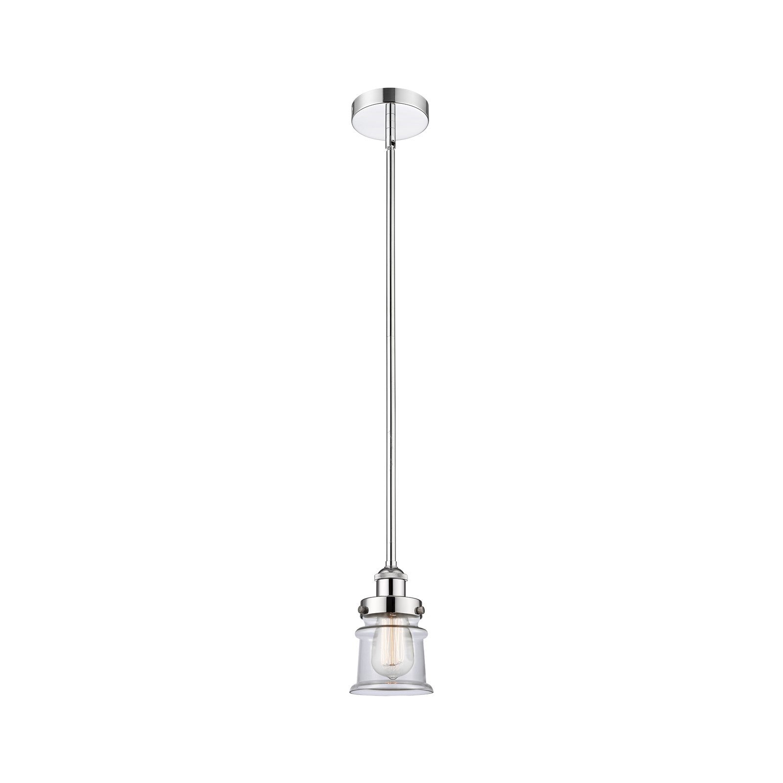 Innovations Canton 5.25in 1-Light Mini Pendant | Industrial Polished Chrome Steel and Clear Glass | Kitchen Island & Dining Room | Model 616-1SH-PC-G182S