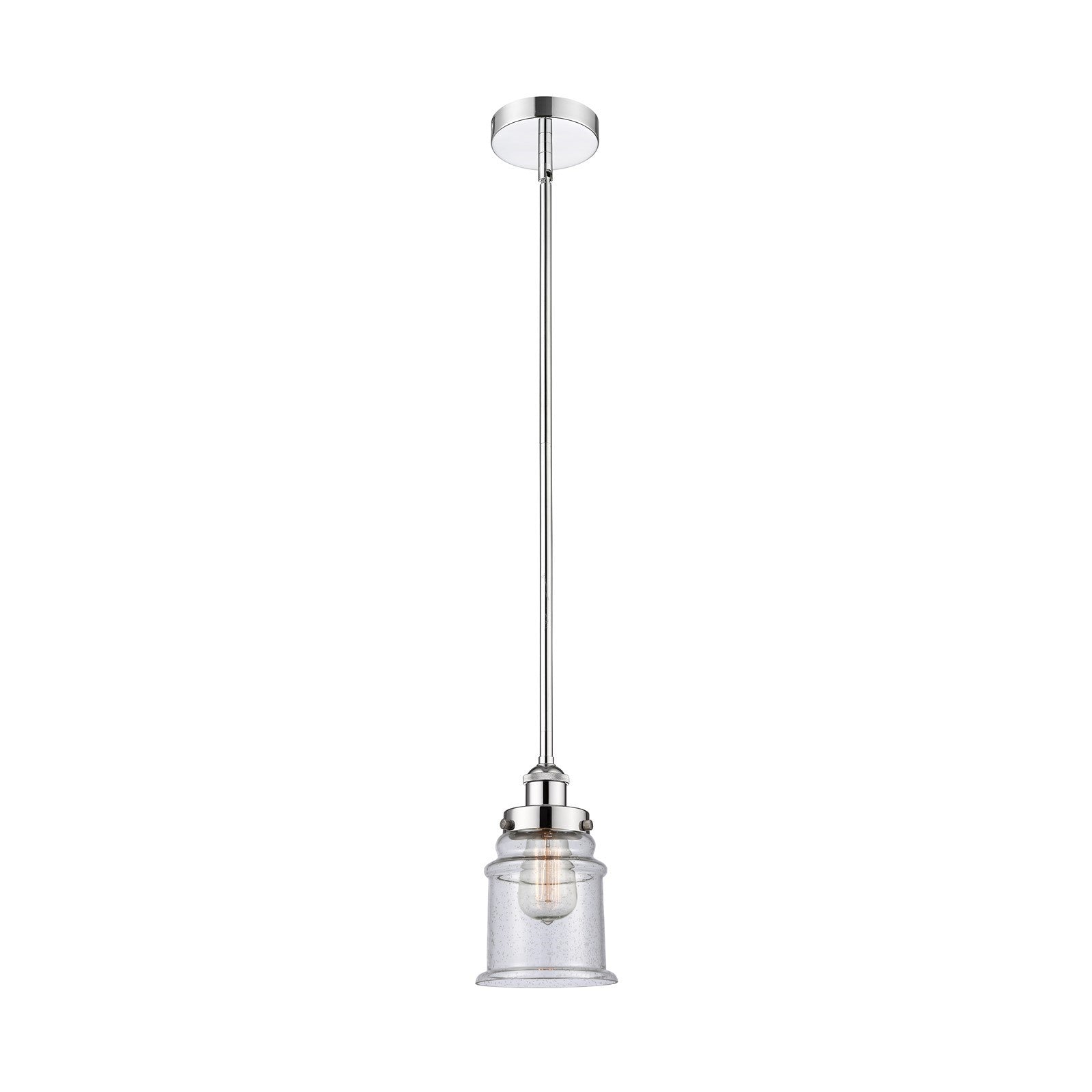 Innovations Canton 6in 1-Light Mini Pendant | Industrial Polished Chrome Steel and Seedy Glass | Kitchen Island & Dining Room | Model 616-1SH-PC-G184-LED