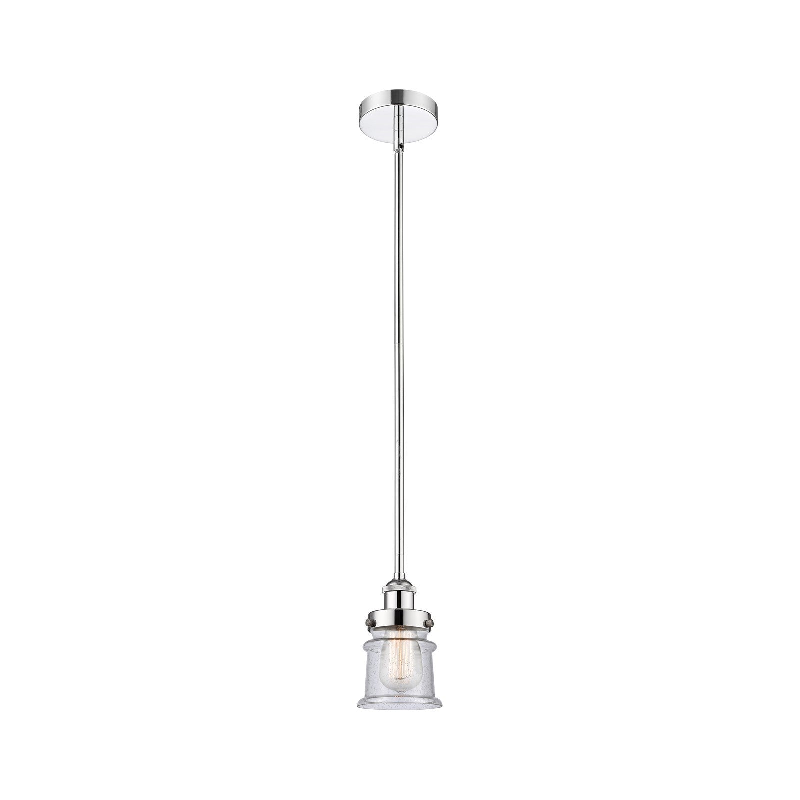 Innovations Canton 5.25in 1-Light Mini Pendant | Industrial Polished Chrome Steel and Seedy Glass | Kitchen Island & Dining Room | Model 616-1SH-PC-G184S
