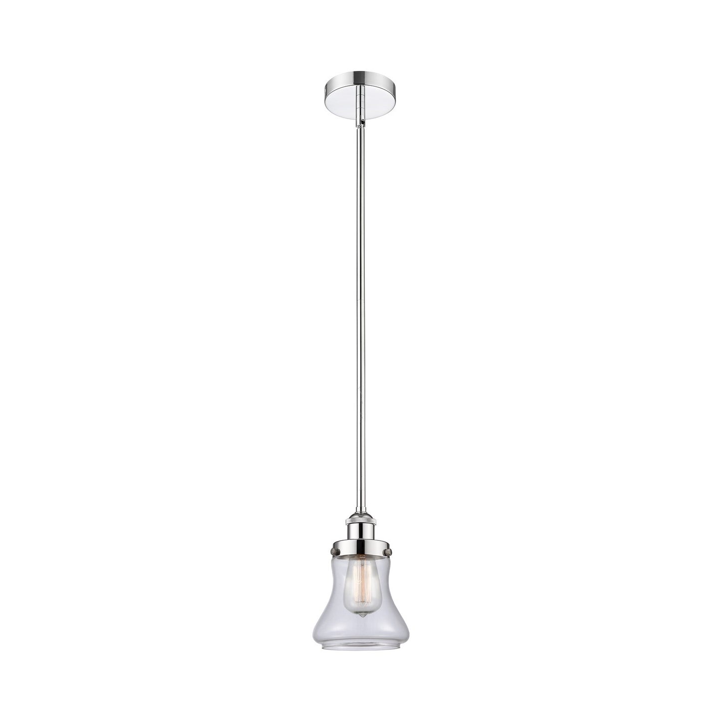 Innovations Bellmont 6in 1-Light Mini Pendant | Industrial Polished Chrome and Clear Glass | Kitchen Island & Dining Room | Model 616-1SH-PC-G192-LED