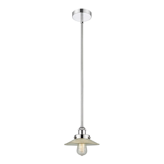Innovations Halophane 9in 1-Light Mini Pendant | Industrial Polished Chrome and Clear Halophane Glass | Kitchen Island & Dining Room | Model 616-1SH-PC-G2