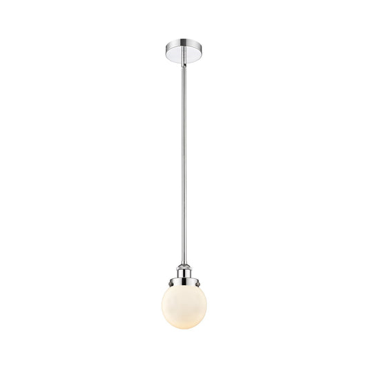Innovations Beacon 6in 1-Light Mini Pendant | Industrial Polished Chrome and Matte White Frosted Glass | Kitchen Island & Dining | Model 616-1SH-PC-G201-6