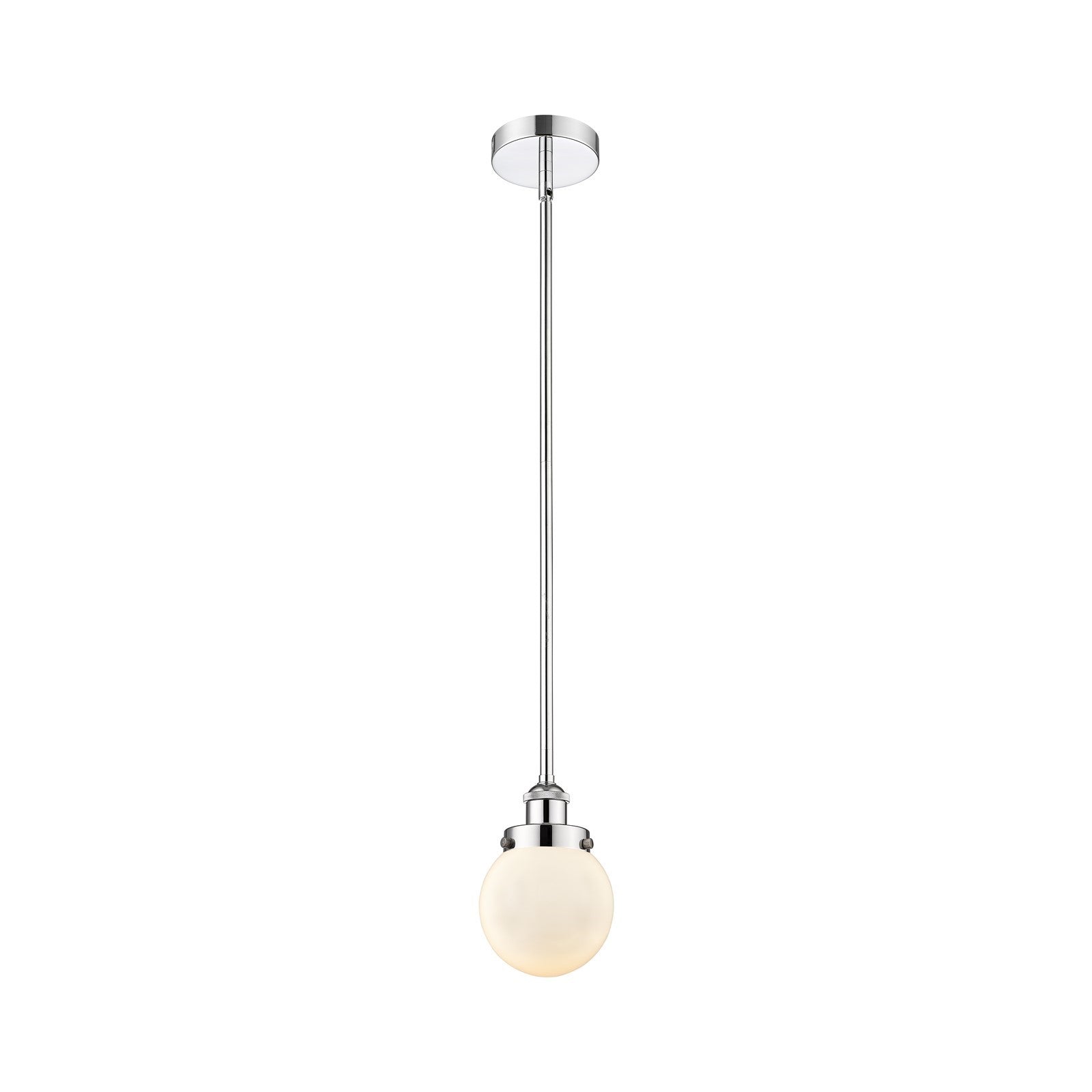 Innovations Beacon 6in 1-Light Mini Pendant | Industrial Polished Chrome and Matte White Frosted Glass | Kitchen Island & | Model 616-1SH-PC-G201-6-LED