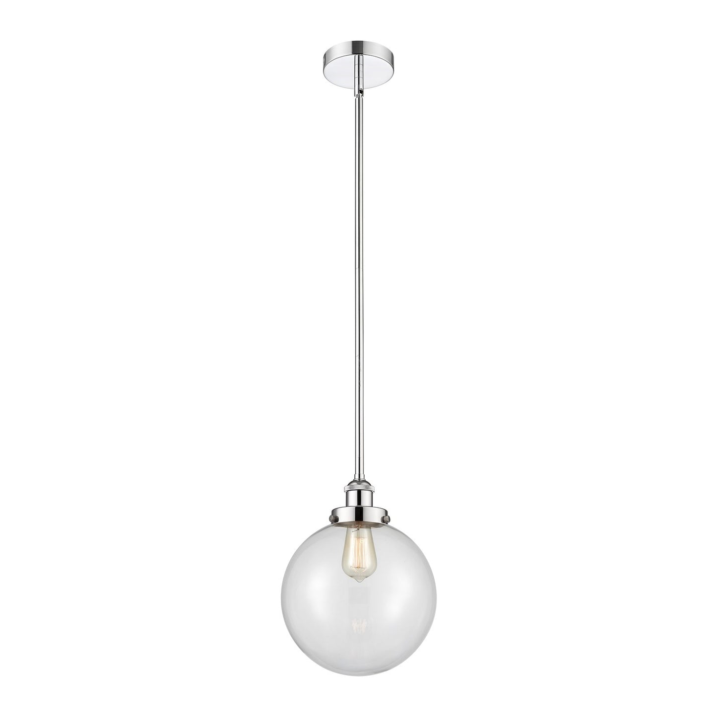 Innovations Beacon 10in 1-Light Mini Pendant | Industrial Polished Chrome Steel and Clear Glass | Kitchen Island & Dining | Model 616-1SH-PC-G202-10-LED