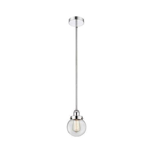 Innovations Beacon 6in 1-Light Mini Pendant | Industrial Polished Chrome Steel and Clear Glass | Kitchen Island & Dining Room | Model 616-1SH-PC-G202-6