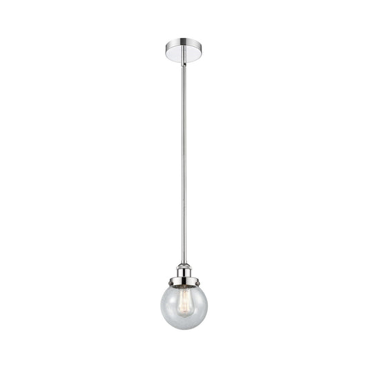 Innovations Beacon 6in 1-Light Mini Pendant | Industrial Polished Chrome Steel and Seedy Glass | Kitchen Island & Dining Room | Model 616-1SH-PC-G204-6