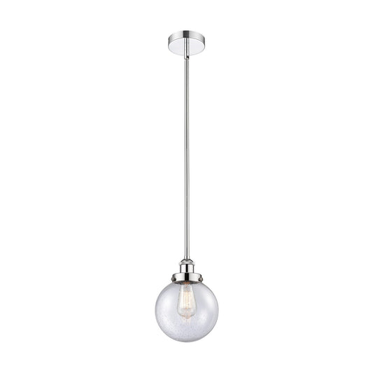 Innovations Beacon 8in 1-Light Mini Pendant | Industrial Polished Chrome Steel and Seedy Glass | Kitchen Island & Dining Room | Model 616-1SH-PC-G204-8
