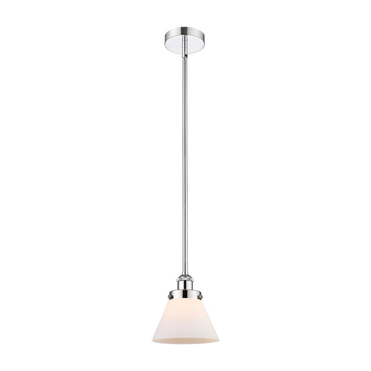 Innovations Cone 1-Light Mini Pendant | Industrial Polished Chrome Steel and Matte White Frosted Glass | Kitchen Island & Dining | Model 616-1SH-PC-G41