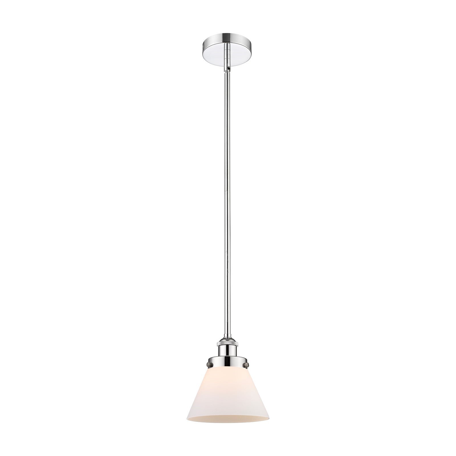 Innovations Cone 1-Light Mini Pendant | Industrial Polished Chrome Steel and Matte White Frosted Glass | Kitchen Island & Dining | Model 616-1SH-PC-G41
