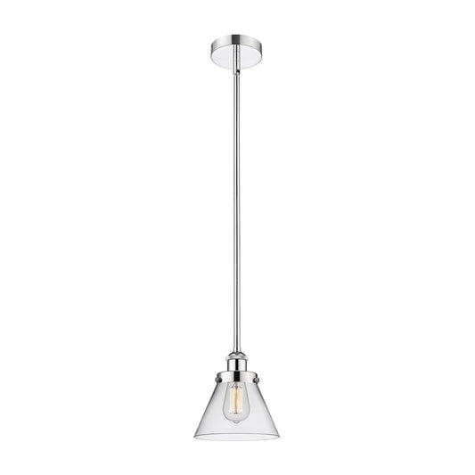 Innovations Cone 8in 1-Light Mini Pendant | Industrial Polished Chrome and Clear Glass | Kitchen Island & Dining Room | 7.75 x | Model 616-1SH-PC-G42-LED